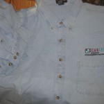 Denim shirts with logo, $1/ea, or all 12 for $6: 6-XL, 2-XXL, 4-XXXL